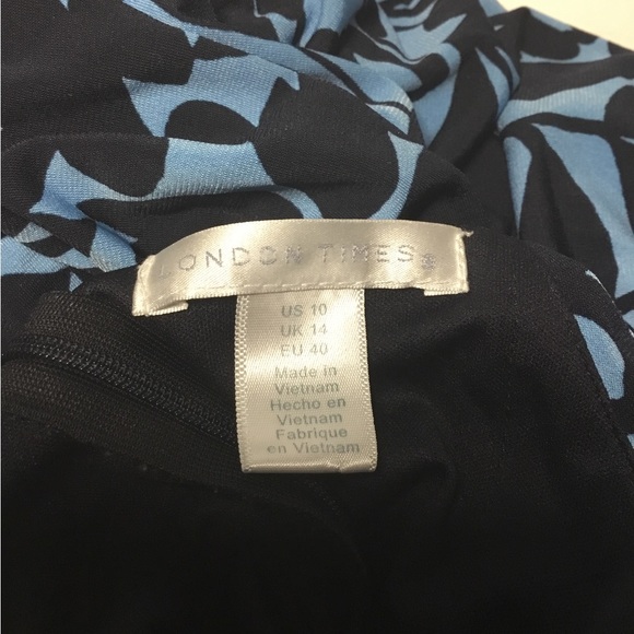 London Times Women’s Black And Blue Leaf Print Sleeveless Cropped Jumpsuit Sz 10 - Picture 4 of 6